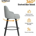thumbnail image 4 of VINGLI 26" H Swivel Barstools Set of 2, PU Leather Upholstered Counter Stool with Back, Kitchen High Chairs Counter Height Bar stools with Cushion, Solid Wood Legs, Black, 4 of 14