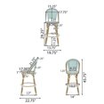 thumbnail image 3 of Cotterell Outdoor French Wicker and Aluminum 29.5 Inch Barstools, Set of 2, Light Teal and Bamboo Finish, 3 of 9