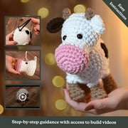 CraftBud Beginner Crochet Kit with Accessories, Amigurumi Stuffed Animal Kit with Step-by-Step Video Tutorials, Arts & Crafts for Kids and Adults, Callie The Cow