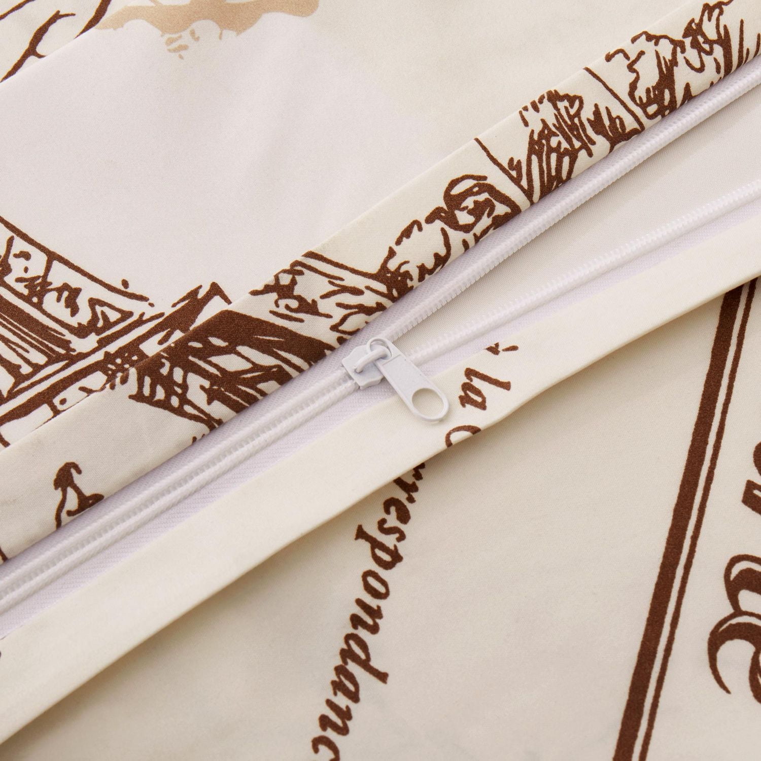 Literie Marina Décoration ultra douce et soyeuse en rayonne de bambou, imprimée toutes saisons, avec taie d'oreiller, motif Tour Eiffel ivoire