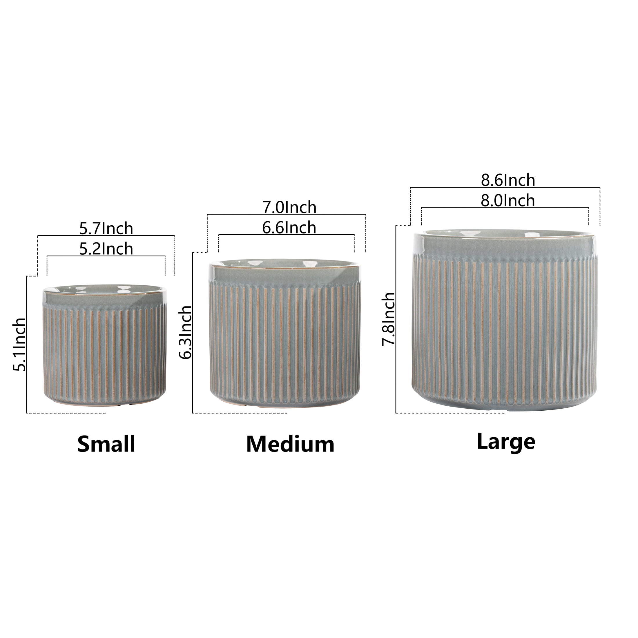 UMIAMOY Modern Cylinder Set of 3 Ceramic Flower Pots,5.7+7.0+8.6 inch Plant Pots with Drainage Holes and Saucer,Indoor Outdoor Planters for Home Patio Garden Decoration