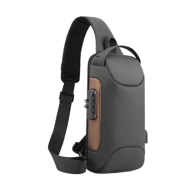 Minnieouse Bolsa de pecho de gran capacidad con puerto de carga USB y apariencia elegante para viajes diarios y de ocio Bolsas de mensajero y de hombro Oro gris a juego