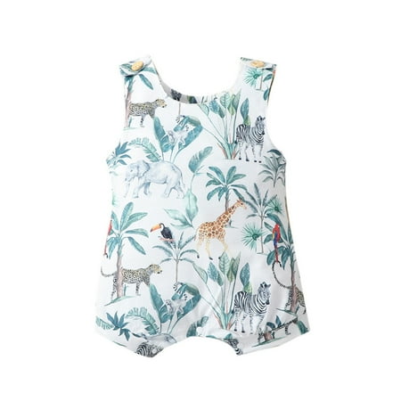 

Rovga Baby Girl Bodysuits Spring Summer Animal Print Sleeveless Romper Bodysuit Clothes
