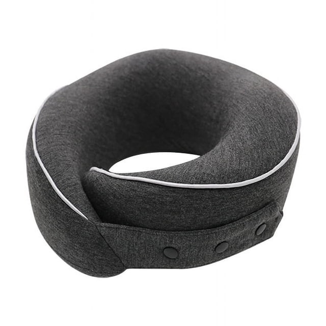 Almohada de viaje para el cuello, almohada con soporte para la barbilla, espuma viscoelástica pura ajustable, nuevo diseño ergonómico, suave, la mejor almohada envolvente para el cuello comp