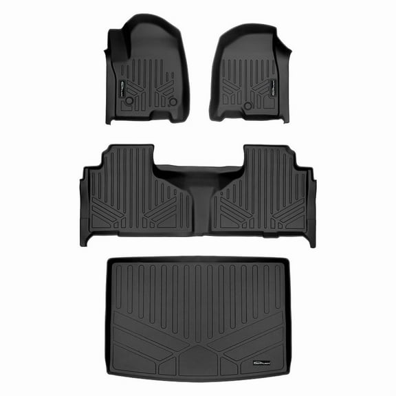 SMARTLINER 2 Row Floor Mats & Cargo Liner Behind 3rd Row Set Compatible With 2021-2025 Suburban/Yukon XL w/ 2nd Row Bench Seat
