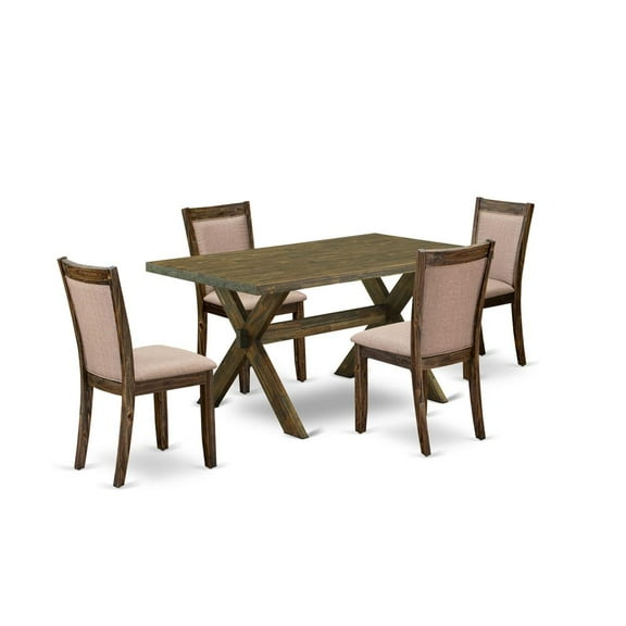 X776MZ716-5 5Pc Dinette Set - Rectangular Table and 4 Parson Chairs - Multi-Color Color