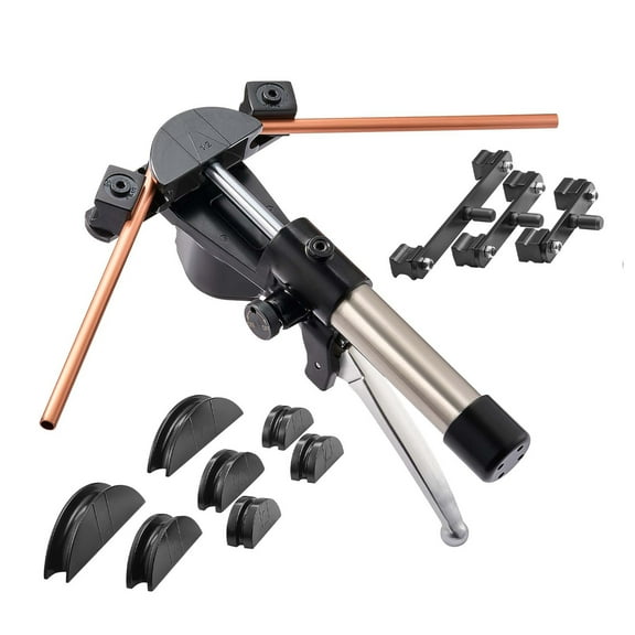 KFFKFF Hydraulic Tubing Bender Kit, 1/4 to 7/8 Inch, Copper Pipe Bending Tool Set, 90° Bend, Includes 7 Aluminum Alloy Dies, Suitable for HVAC, Refrigeration, Automotive Repairs
