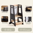 thumbnail image 5 of HARPPA Toddler Tower with Adjustable Height and Anti-Slip Protection, Kids Standing Tower with Safety Rail, Nordi Kids Kitchen Tower with Chalkboard, Black, 5 of 9