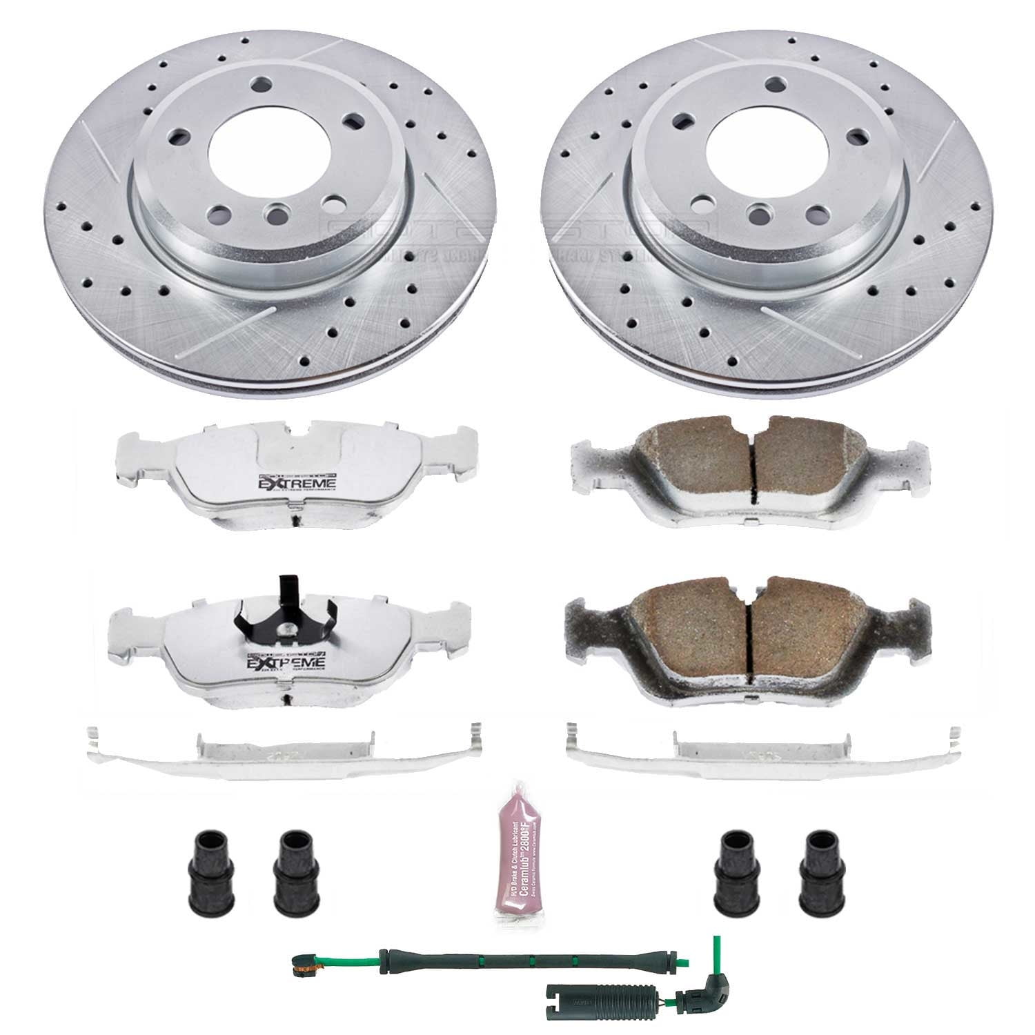 PowerStop Front Z26 Street Warrior Carbon-Fiber Ceramic Brake Pad and Drilled and Slotted Rotor Kit Fits: BMW Select Models K868-26