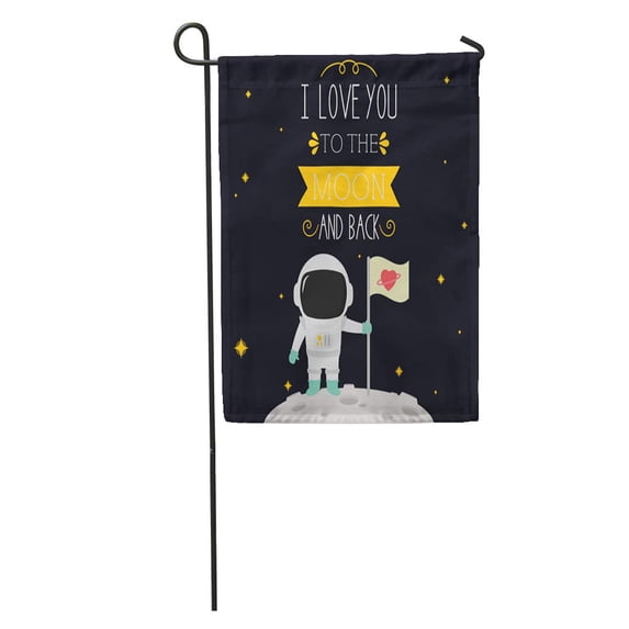 LADDKE Blue Spaceman I Love You to The Moon and Back Astronaut Flag Future Job Garden Flag Decorative Flag House Banner 12x18 inch