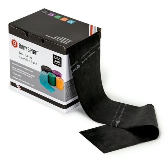 Body Sport Exercise Bands, Special Heavy Resistance, Black, 25 yd. Roll, Ideal for Tightening, Toning, & Strengthening Muscles