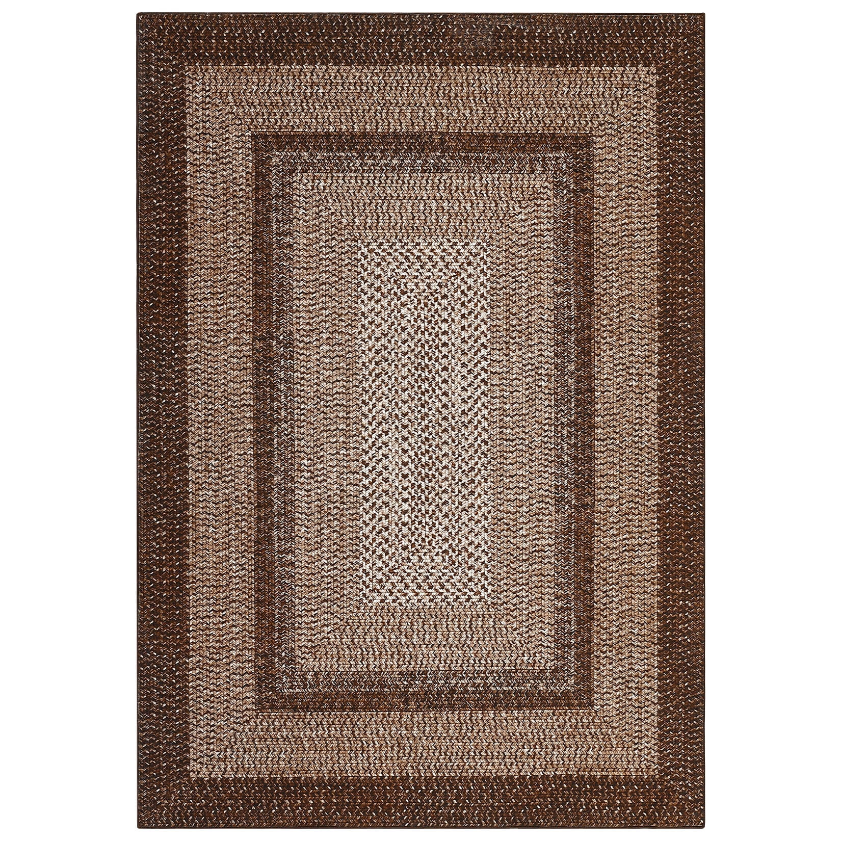 Aoile 9'x12' Washable Area Rug, Geometric Printed Rugs with Non Slip for Living Room Bedroom Dining Room, Brown