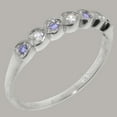 thumbnail image 2 of LBG British Made 18k White Gold ring with Cubic Zirconia & Natural Tanzanite Womens Eternity Ring - 33 size options - Size 11, 2 of 9