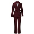 thumbnail image 5 of Meichang Womens 3 Piece Blazer Sets Formal Lapel Collar Work Blazer And Slimming Pants with Belt Dressy Solid Business Suit Set, 5 of 9