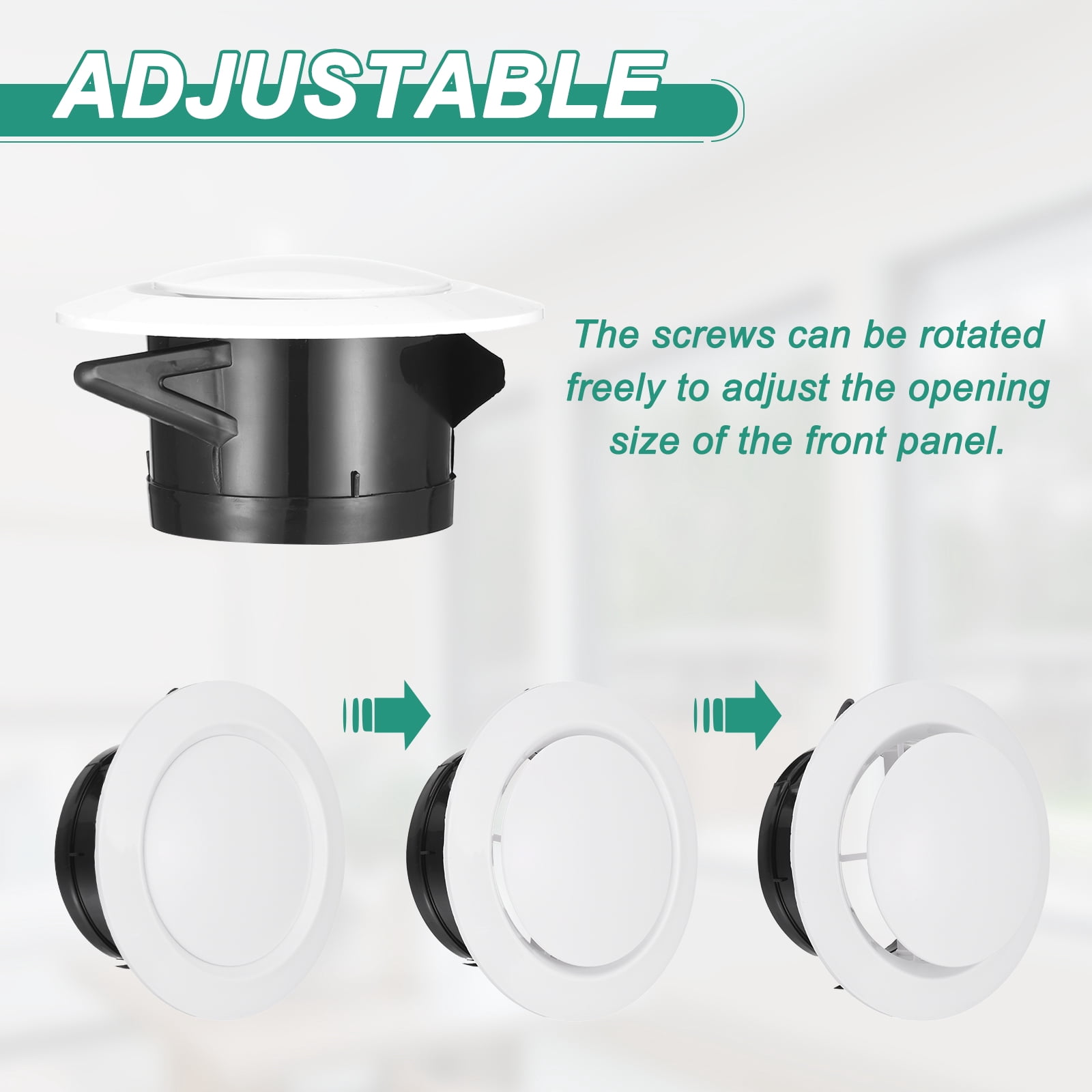 Uxcell 2pcs Soffit Vent 4" ABS Adjustable Round Vent Cover Grille Cover Ceiling Diffuser for Home Bathroom Office Kitchen Ventilation System