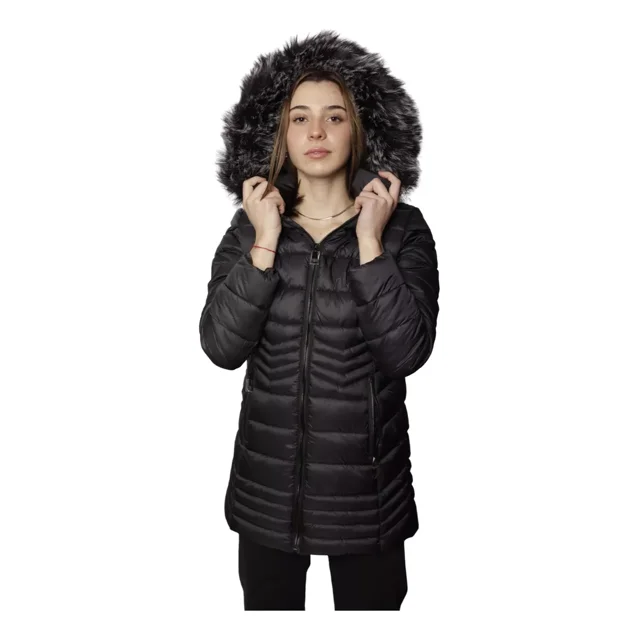 Chamarra Larga Para Mujer Abrigo Gorro Extraíble De Felpa