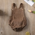 thumbnail image 2 of Hirigin Newborn Baby Corduroy Sleeveless Romper Solid Color Backless Cross Strap Jumpsuit Summer Clothes 0-24 Months, 2 of 7