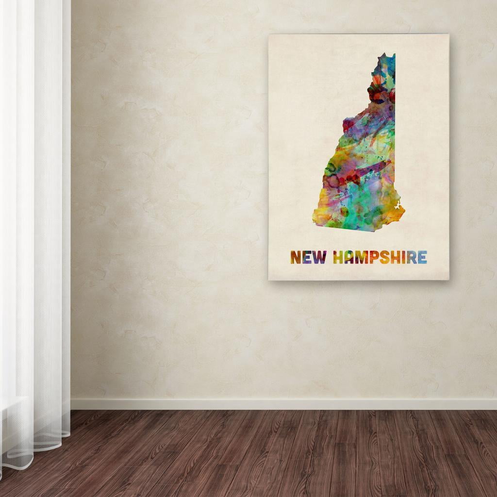 Trademark Fine Art "New Hampshire Map" Canvas Wall Art by Michael Tompsett