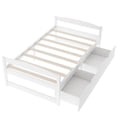 thumbnail image 3 of PORKISS Twin Bed Frame with 2 Storage Drawers, White Twin Size Platform Bed with Wood Slat Support, No Box Spring Needed, Wood Bed Frame for Kids, Teens, Guest Room, 3 of 9