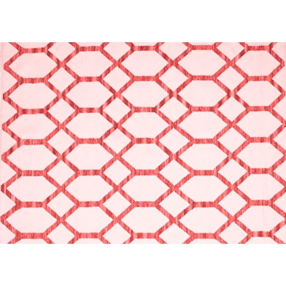 Ahgly Company Indoor Rectangle Trellis Red Contemporary Area Rugs, 5' x 7'
