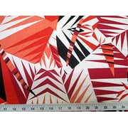 Discount Fabric Printed Spandex Stretch Orange Black Bamboo Leaves A300