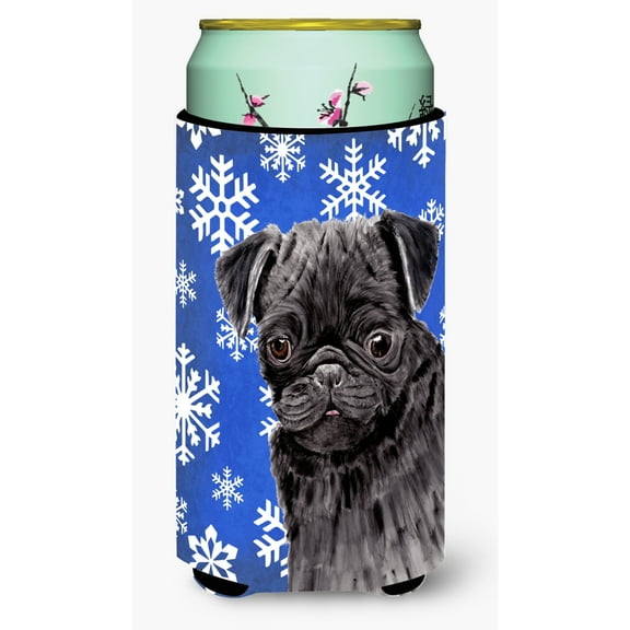 Pug Winter Snowflakes Holiday Tall Boy Hugger