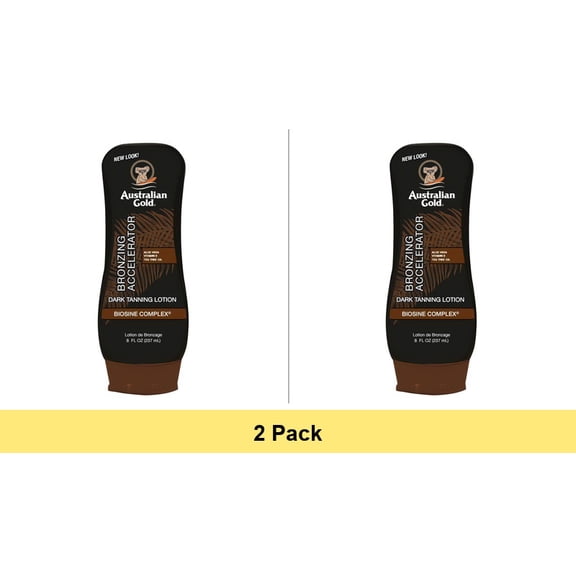 Dark Tanning Accelerator Lotion with Instant Bronzer Australian Gold, 8 fl oz - 2 Pack