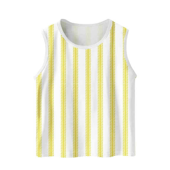 fatyb Boys Striped Tank Tops Girls Sleeveless Casual T Shirts Crew Neck Loose Summer Basic Tops for Kids
