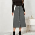 thumbnail image 2 of ASFGIMUJ Women's Skirts Mini Long Skirt Solid High Waist Skirt Corduroy Wrap Single Slim Fit Solid Skirt Autumn And Winter Grey, 2 of 6
