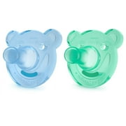 Philips Avent Soothie Bear Shape BPA Free Pacifier, 2 Count Blue/Green 3m+ SCF194/03