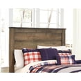 thumbnail image 2 of Signature Design by Ashley Trinell Full Panel Headboard, Brown, Rustic Wood-Look Headboard with Plank Design and Nailhead Trim, 2 of 5