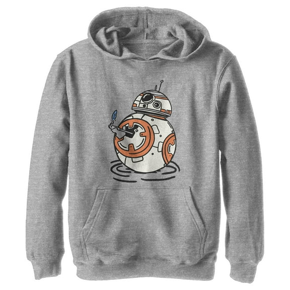 Boy's Star Wars: The Rise of Skywalker BB-8 Lighter  Pull Over Hoodie Athletic Heather X Large