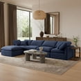 thumbnail image 2 of Meridian Furniture Indulge 129" Velvet L-Shaped Modular Sectional in Navy, 2 of 9