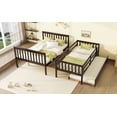 thumbnail image 6 of Twin Over Full Rubber Wood Bunk Bed with Trundle, Convertible Ladder and Guardrail, Detachable/Convertible, Twin Size Trundle, Espresso, 6 of 7
