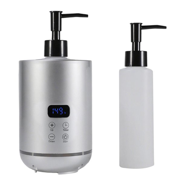 Calentador de aceite para masajes, accesorios profesionales con dispensador de aceite. Plata