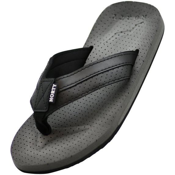 NORTY Mens Flip Flops Adult Male Thong Sandals Grey Black - Runs 1 Size Small