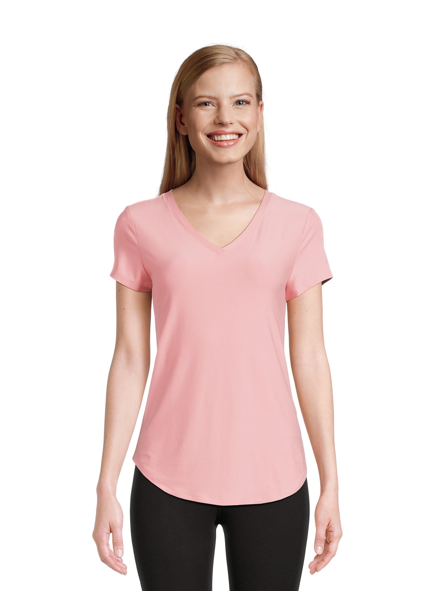 No Boundaries Juniors Brushed V Neck T-Shirt with Short