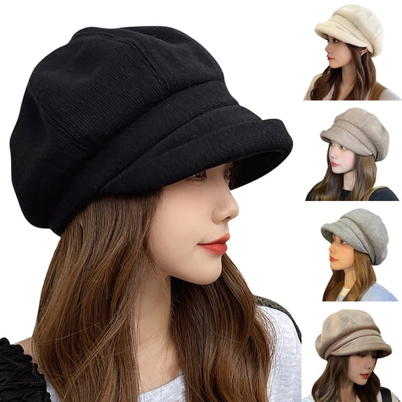 Summer Hot Sales Under $5 Brown Beret Hats for Women GIJNRIUIUA Women Newsboy Cap Visor Beret Hats Soft Panels Cabbie Hat Cap for Women Girls Baseball Caps