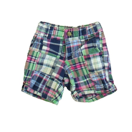 

Pre-owned Janie and Jack Boys Blue | Green | Pink Plaid Shorts size: 18-24 Months