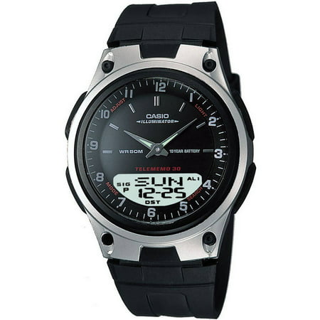 Men's Ana-Digi Databank 10-Year Battery Watch, Black Resin