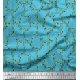 thumbnail image 1 of Soimoi Blue polyester Crepe Fabric Leaves & Geometric Printed Fabric 1 Yard 42 Inch Wide, 1 of 5