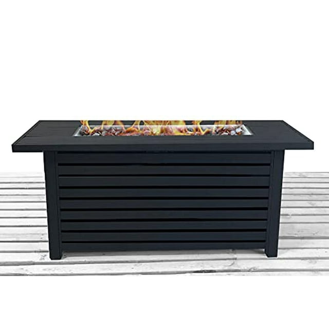 Century Modern Outdoor Bridgeport Rectangle Steel Propane Fire Pit Table for Outdoor Home Garden Backyard Fireplace (42 Inch, Black), CM-9101