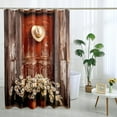 thumbnail image 2 of Barn Door Shower Curtain Wood Rustic Shower Curtain Daisy Country Western Shower Curtain Bathroom Decor Polyester Fabric-72" x 72", 2 of 6