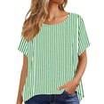 thumbnail image 4 of Aezemi Loose Striped Shirts Womens Tunic Curved Hem Lightweight Beach Vacation Casual Tops Women Summer Pullover Short Sleeve Fashion Outdoor Tees 3XL, 4 of 6