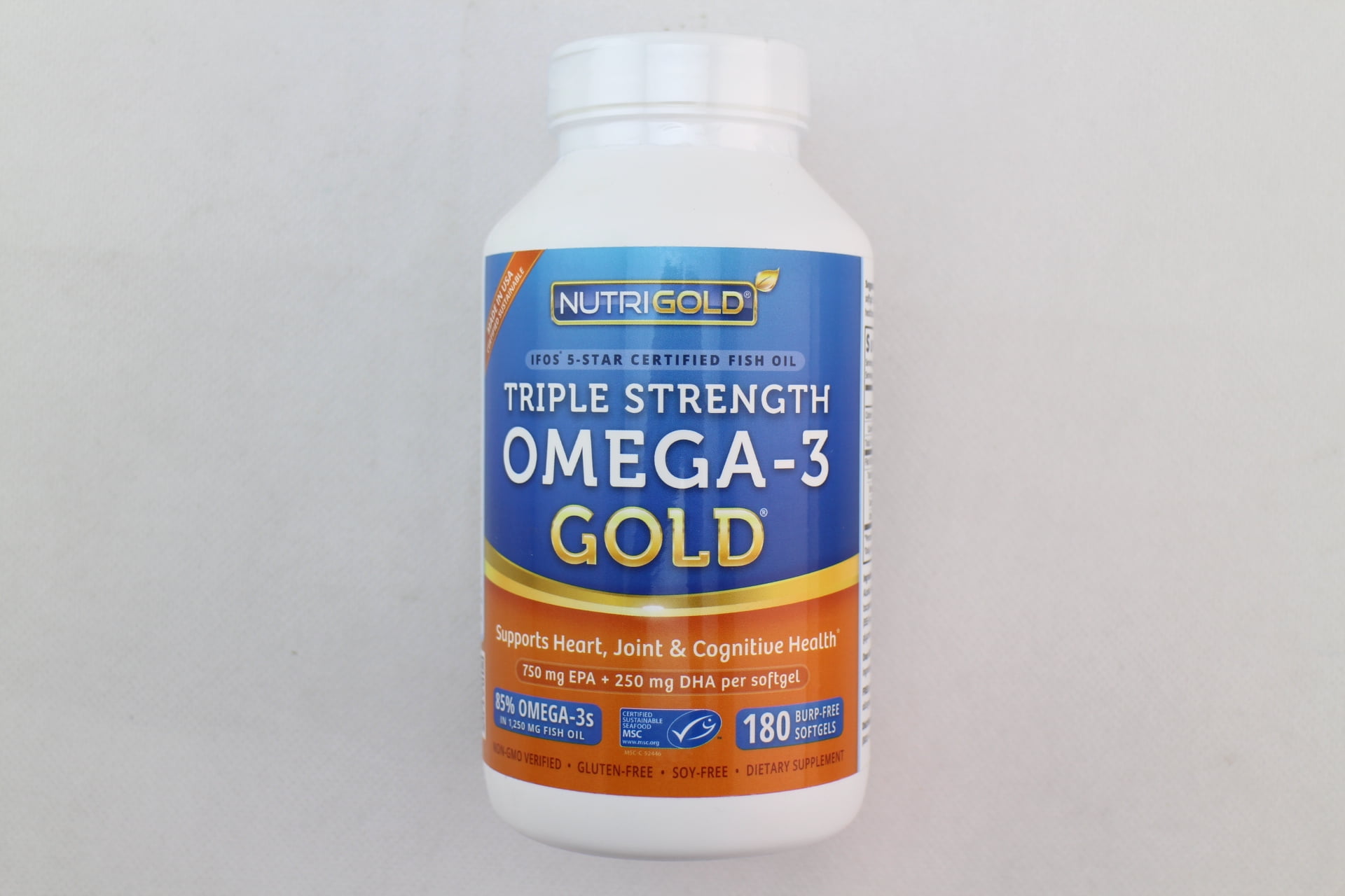 Nutrigold Triple Strength Omega3 Gold Fish Oil Supplement 2100 mg 180