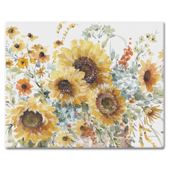 CounterArt Sunflowers Forever 3mm Tempered Glass Cutting Board 15"by 12"
