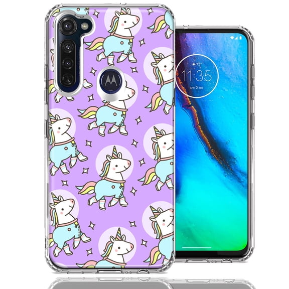 MUNDAZE For Motorola Moto G Stylus Cute Unicorns Purple Design Double Layer Phone Case Cover