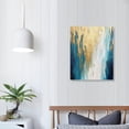 thumbnail image 3 of Nawypu Blue White and Gold Canvas Painting Modern Abstract Artwork Blue Marble Canvas Wall Art Gold and Blue Pictures Wall Decor Abstract on Canvas for Living Room Bedroom, 3 of 4