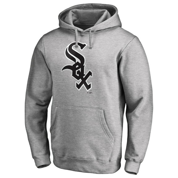 Men's Heather Gray Chicago White Sox Official Wordmark Fitted Pullover Hoodie