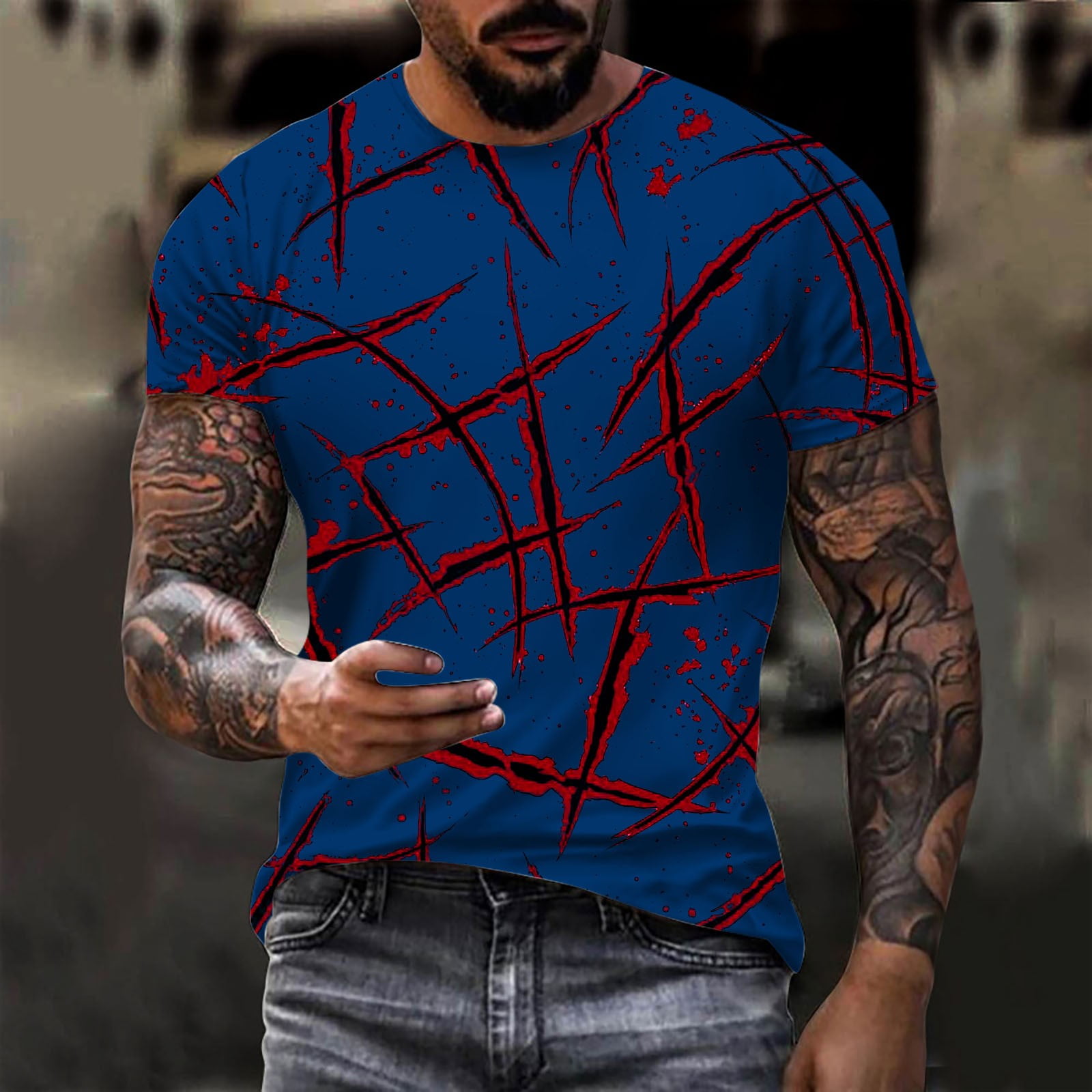 50% OFF 以上 - レディース福袋 Shirts Mens Blue Men'S Shirt T Sleeved Short Print Red Clothing